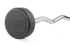 Штанга неразборная обрезиненная 15 кг. Изогнутый гриф. VictoryFit VF-DX5150